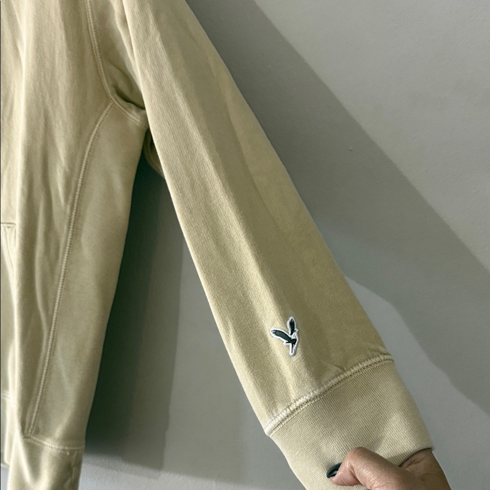 American Eagle Super Soft Hoodie Beige Pullover Kangaroo Pocket Cozy‎ - Size L - Picture 4 of 8